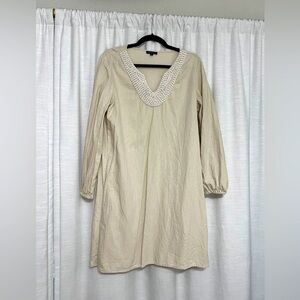 Cream linen dress with beading detail